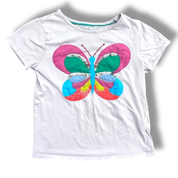 Mini Boden Sequin Short Sleeve Butterfly Appliqué Shirt Size 7 - Picture 5 of 5